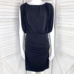 Enfocus Studio Ruched Mini Dress Black Sheath Sleeveless Blouson Top 8